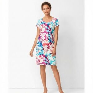 T by TALBOTS Cotton Modal Blend Cross Back Cozy Crush Brushed Floral Dress SPF50